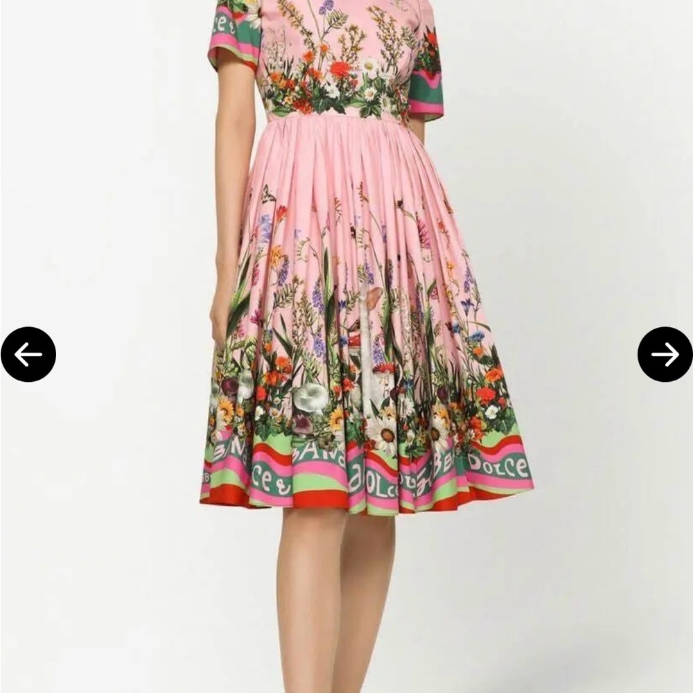 Dolce & Gabbana Pink Floral cotton logo Midi Dress Sz 16 - Picture 3 of 16